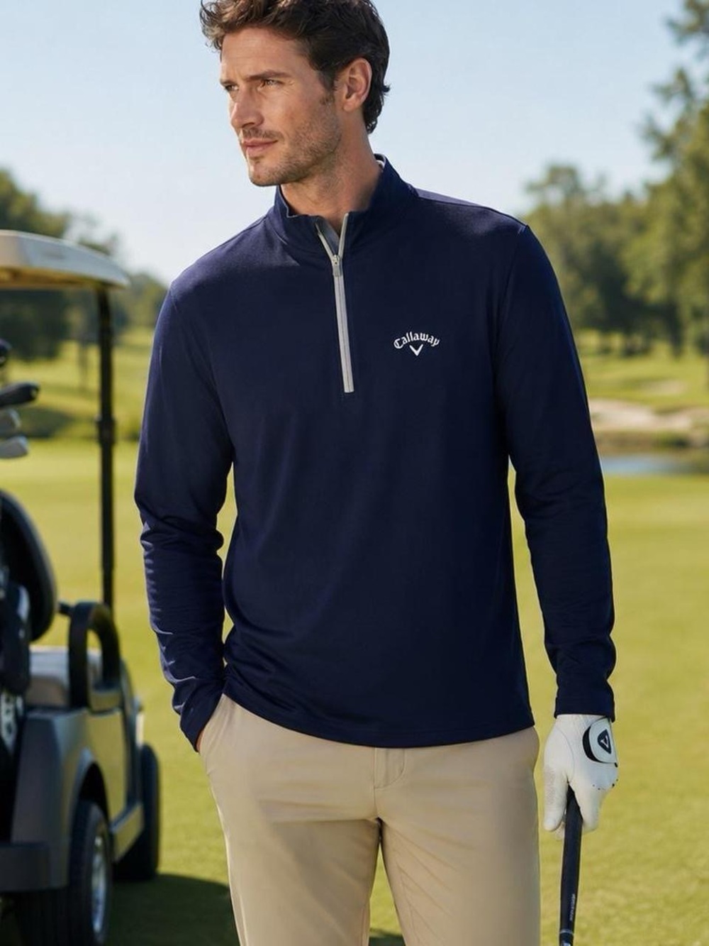 Callaway Navy Quarter zip Sweater Sweatshirt Golf Polo Small NWOT